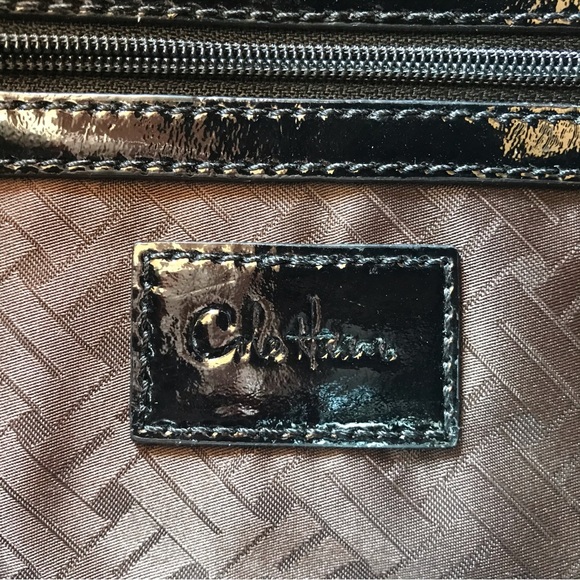 Cole Haan Genevieve Oversize Clutch Bag Abstract Woven Patent and Suede Leather - Picture 7 of 14